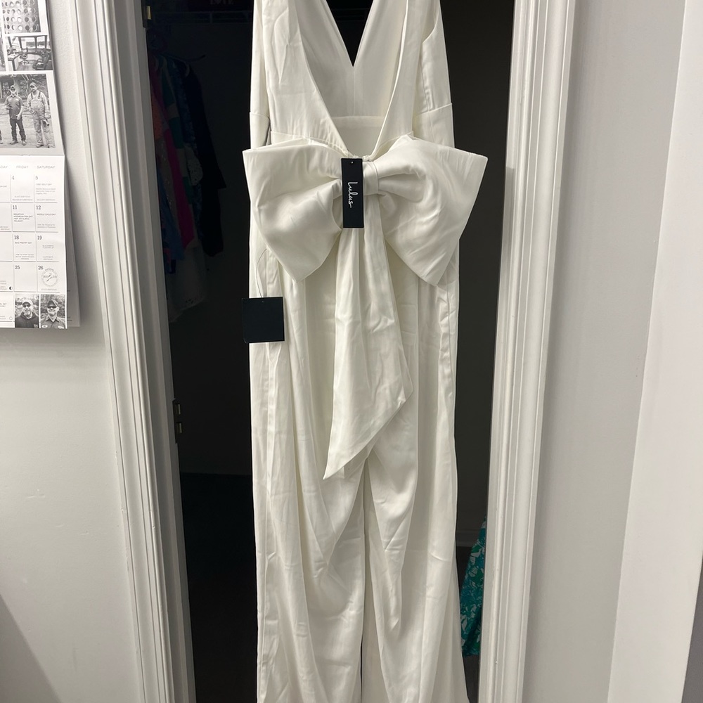 Lulu's White Bow Back Jumpsuit - Picture 6 of 7